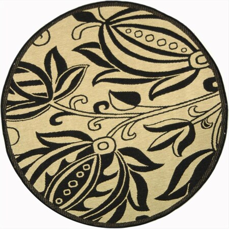 Safavieh 5 Ft. -3 In. X 5 Ft. -3 In. Round Indoor-Outdoor Courtyard- Sand And Black- Machine Made Rug CY2961-3901-5R
